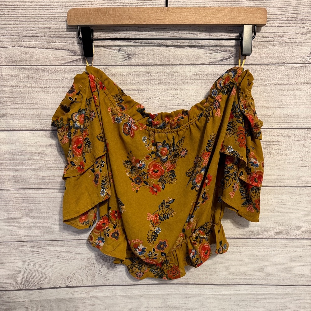 Floral Off-Shoulder Mustard Top